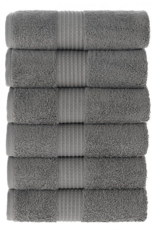 Olachika Home 100% Premium Quality Cotton 6-piece hand towels 50X100cm anthracite