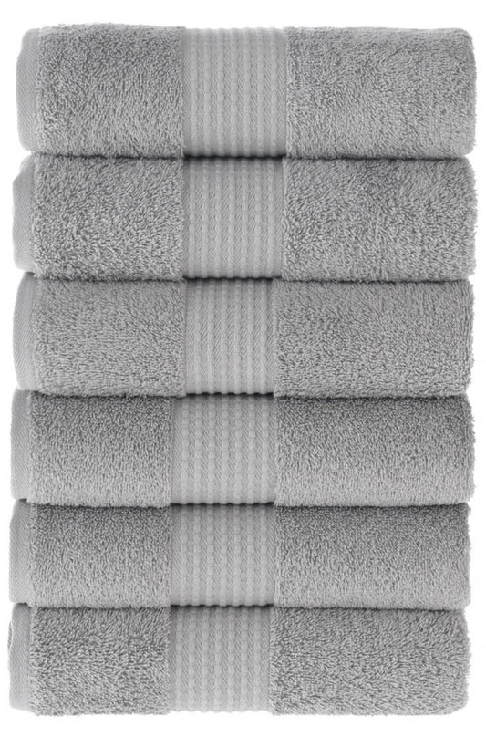 Olachika Home 100% Premium Quality Cotton 6-piece hand towels 50X100cm gray