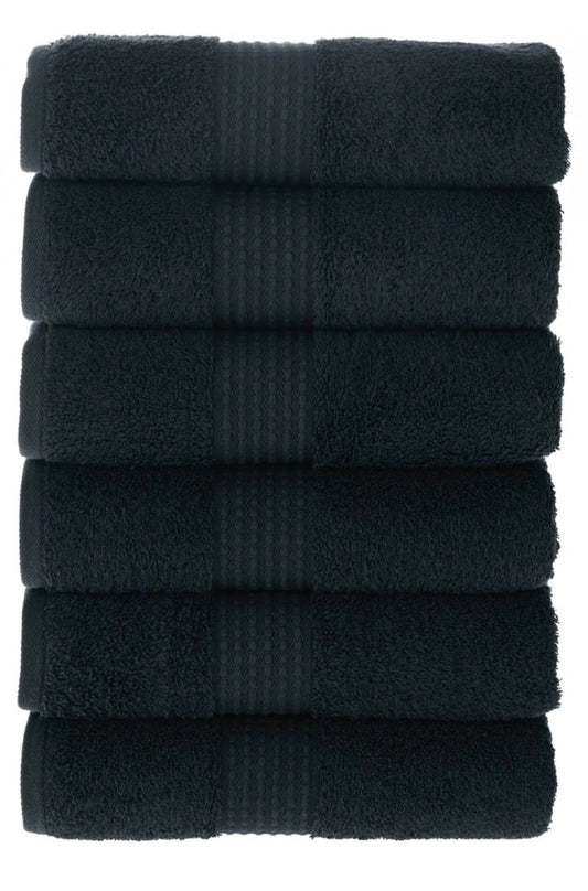 Olachika Home 100% Premium Quality Cotton 6-piece hand towels 50X100cm black
