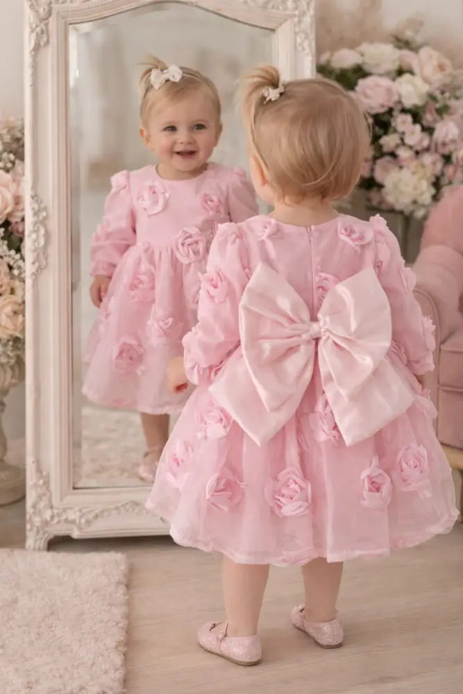 3D Rose Party Dress With 3D Appliqués - 80/86 - Girls Dress