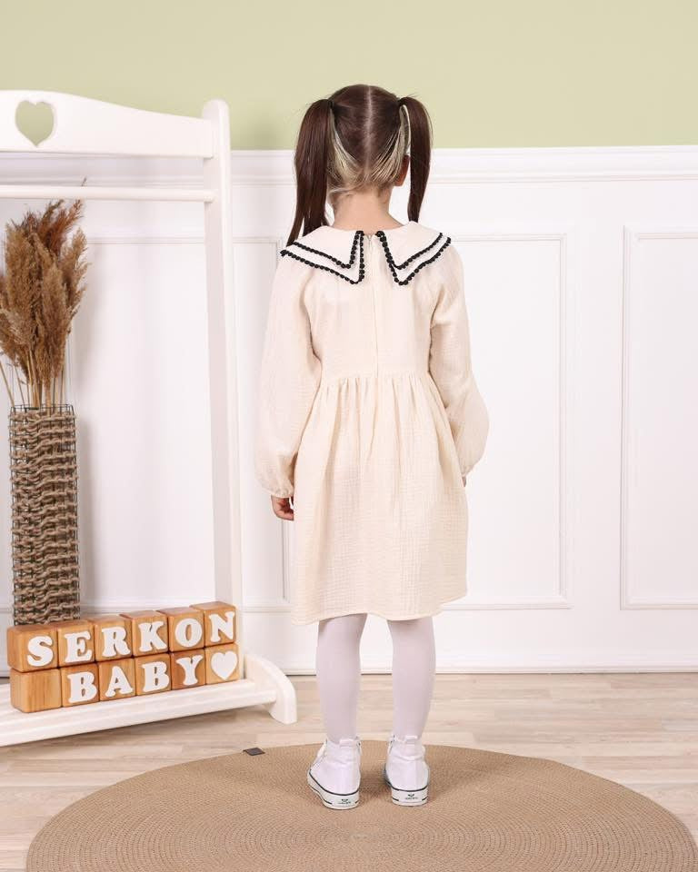 Seniorita Boutique Handmade Cotton Dress With Collar And Bows