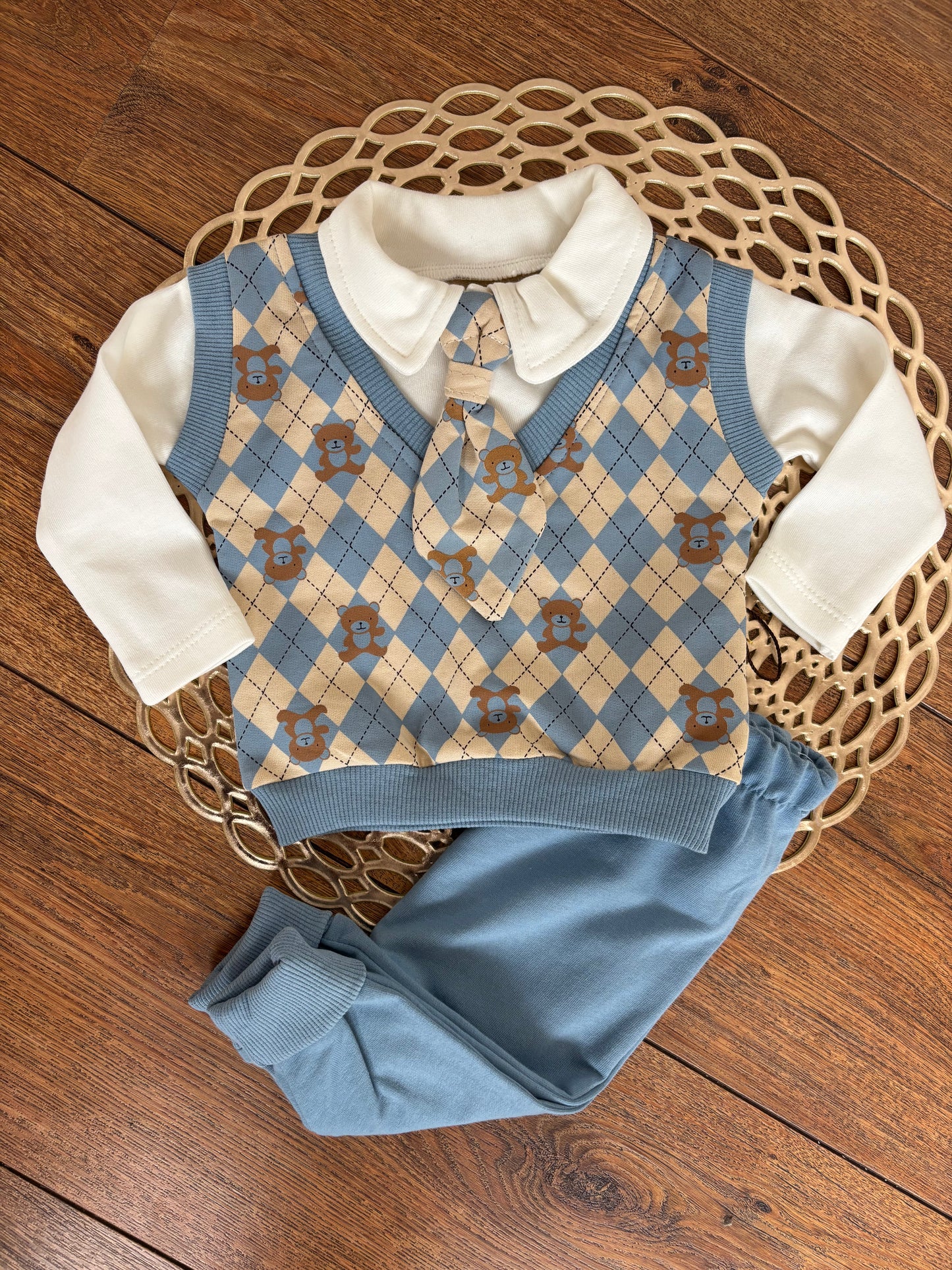 Classic Gentleman Baby Boy Party Set With Pullover And Tie Coordinated Pants For Parties And Special Occasions