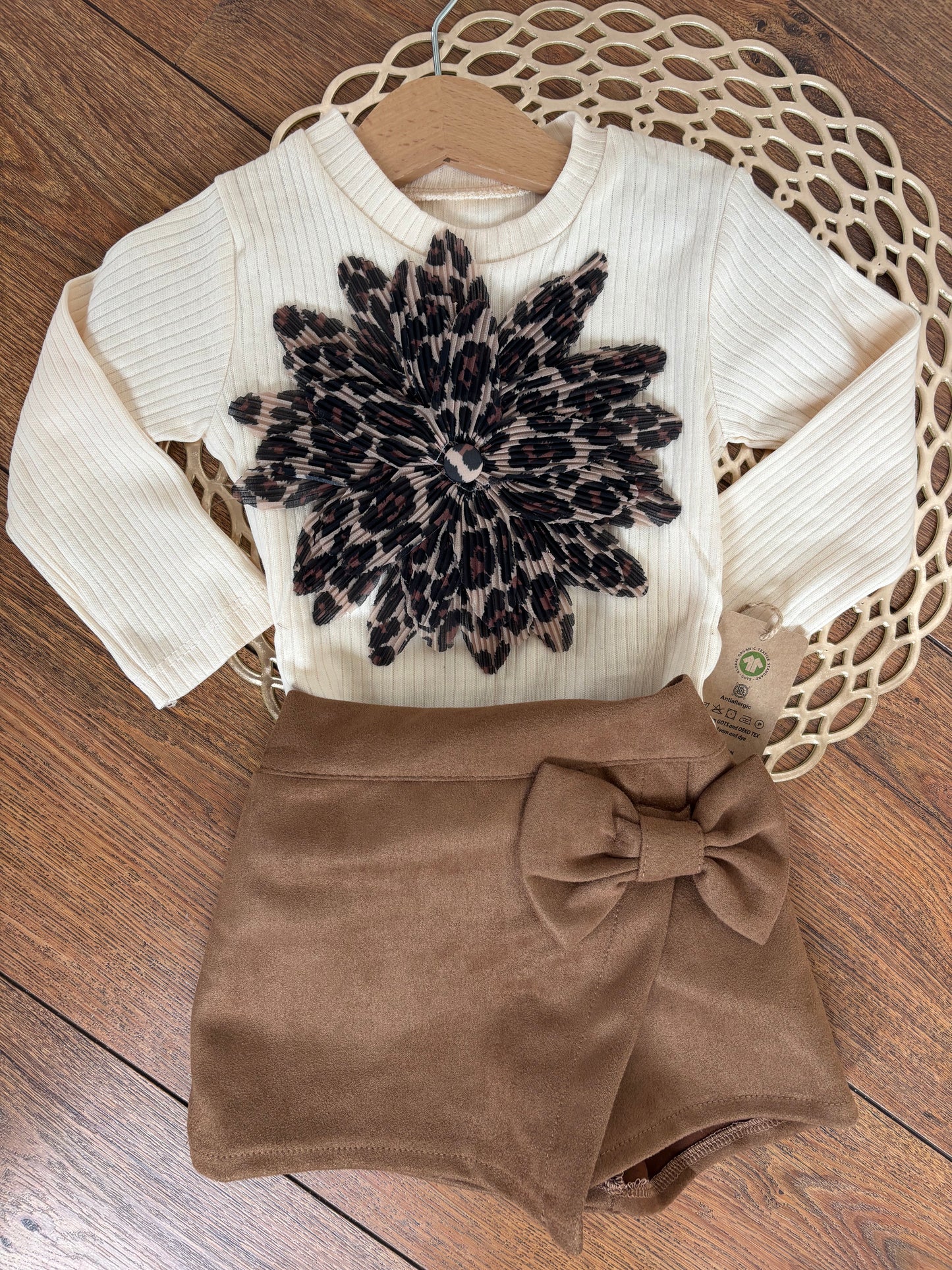 Wildflower Western Set Floral Rib Knit Top And Suede Look Skirt