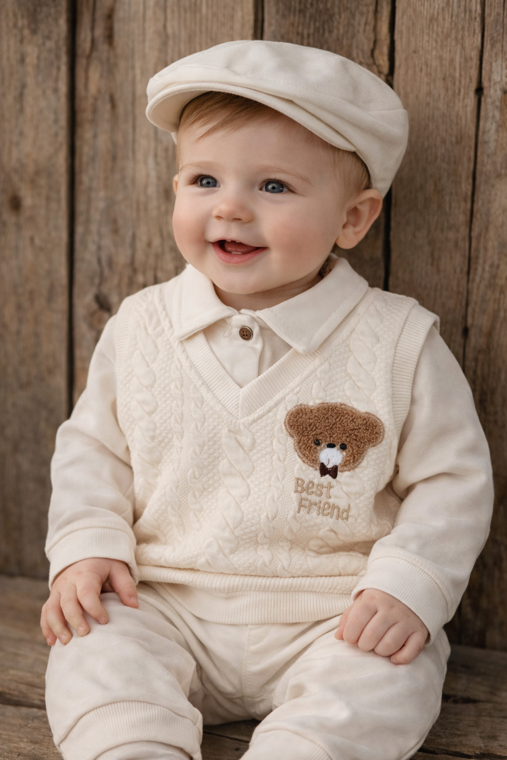 Elegant Brand Best Friend Baby Boy Set 100 Percent Cotton Top With Tailored Pantalon For Everyday Comfort