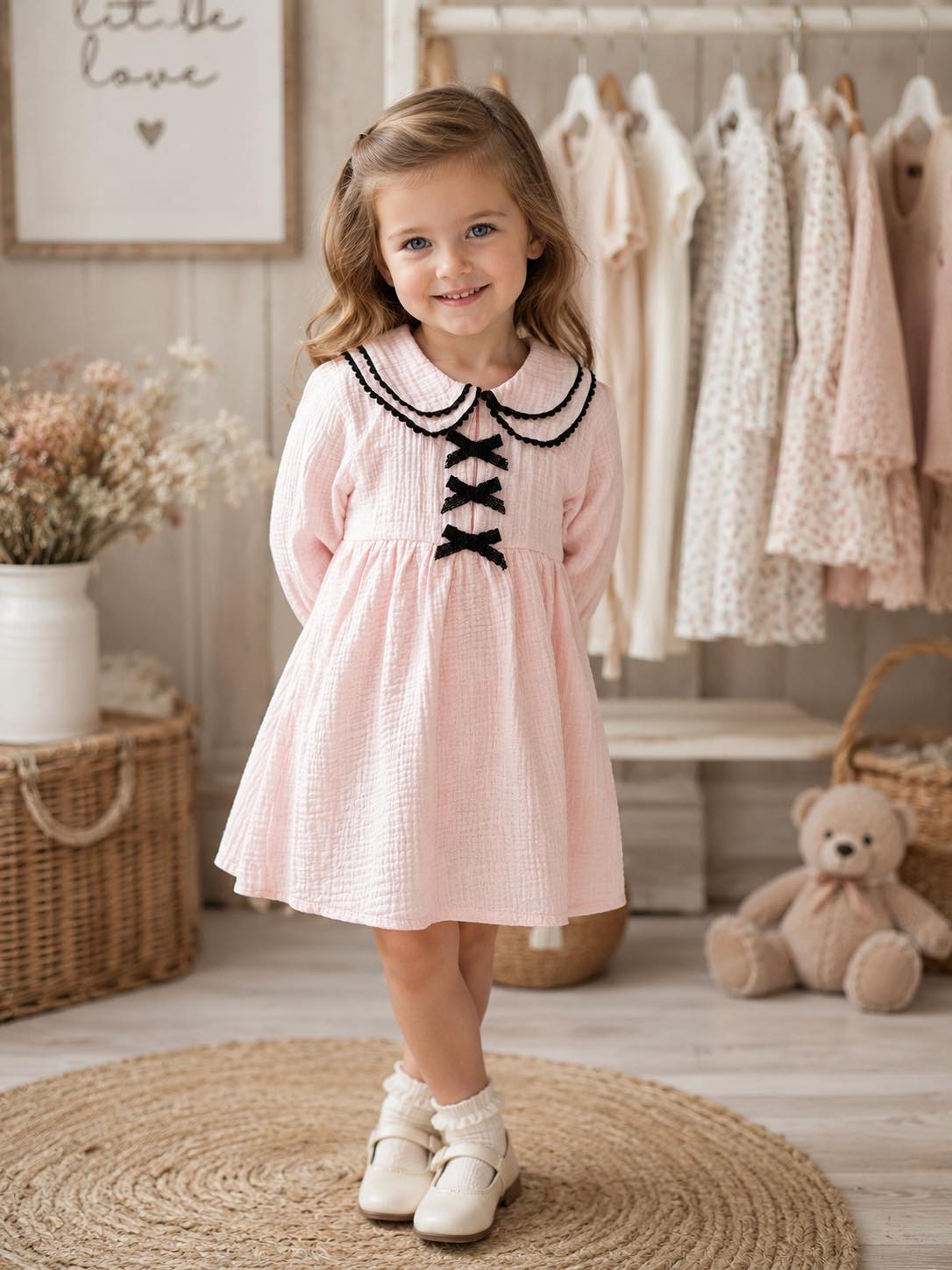 Vintage Muslin Cotton Girls Dress – Soft Boho Summer Dress