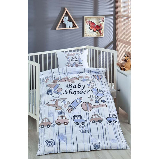 Olachika Home Baby Shower Printed 100% Cotton Silicone Fiber Baby Quilt+Pillow
