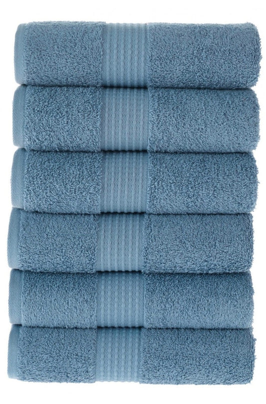 Olachika Home 100% Premium Quality Cotton 6-piece hand towels 50X100cm Blue