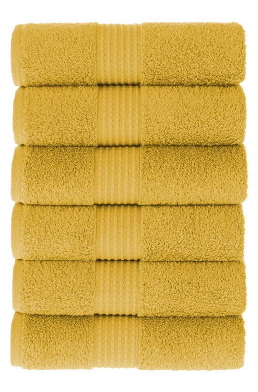 Olachika Home 100% Premium Quality Cotton 6-piece hand towels 50X100cm Gold