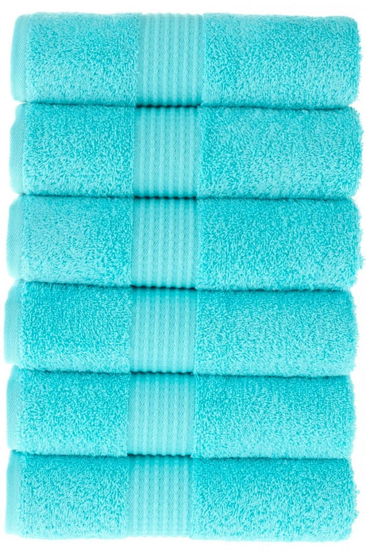 Olachika Home 100% Premium Quality Cotton 6-piece hand towels 50X100cm Turquoise