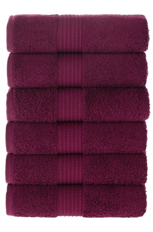 Olachika Home 100% Premium Quality Cotton 6-piece hand towels 50X100cm Claret Red