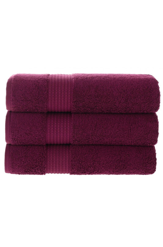 Olachika Home Luxury Bath Towel Set 100% Premium Quality Cotton 3-piece Bath Towel 70X140CM Claret Red