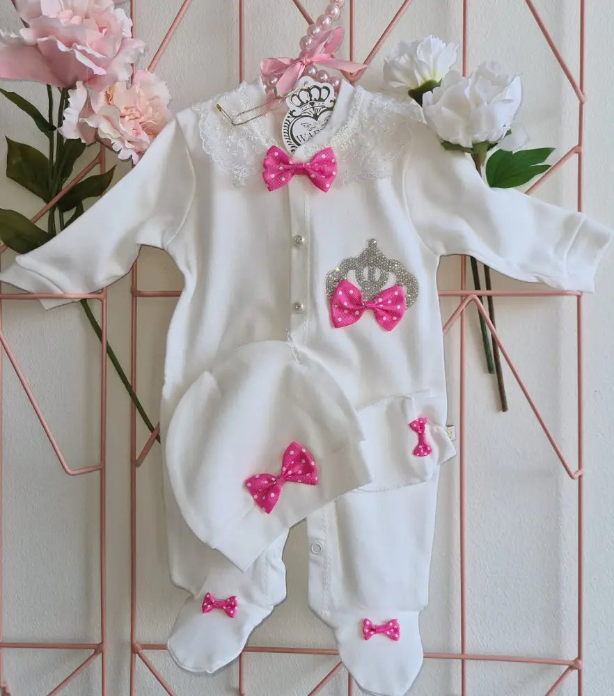 Exclusieve Princess Pink Bow - 50/56 - Baby- en peuteroutfits
