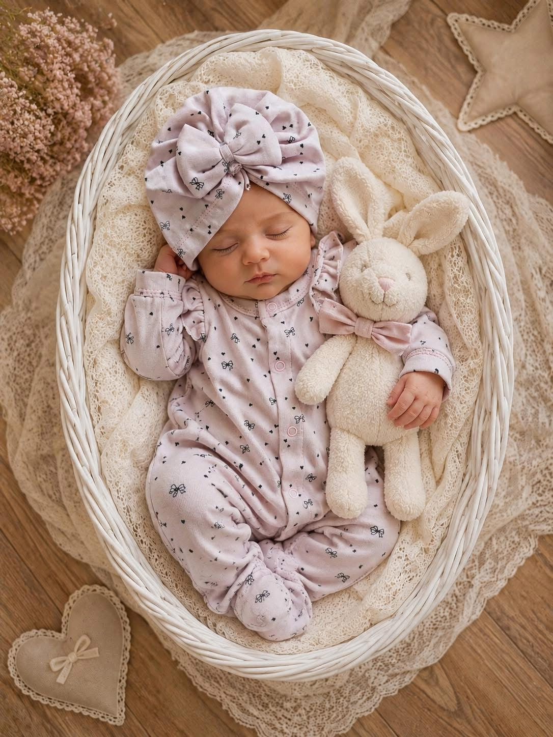 Noa Bow Sleepsuit And Fashion Hat Luxury Baby Girl Outfit