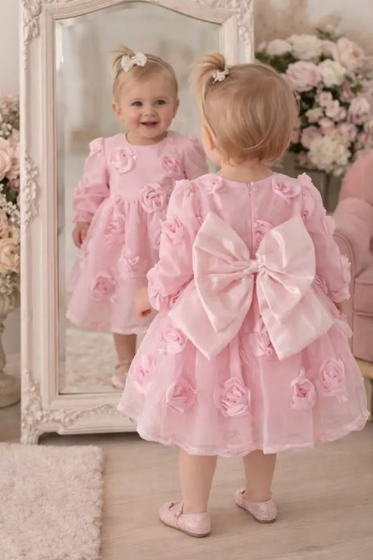 3D Rose Party Dress With 3D Appliqués - 80/86 - Girls Dress