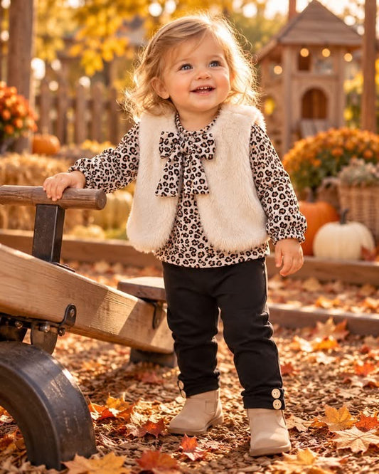 Trendy Glow 3-teiliges Baby-Mädchen-Set mit Leopardenmuster