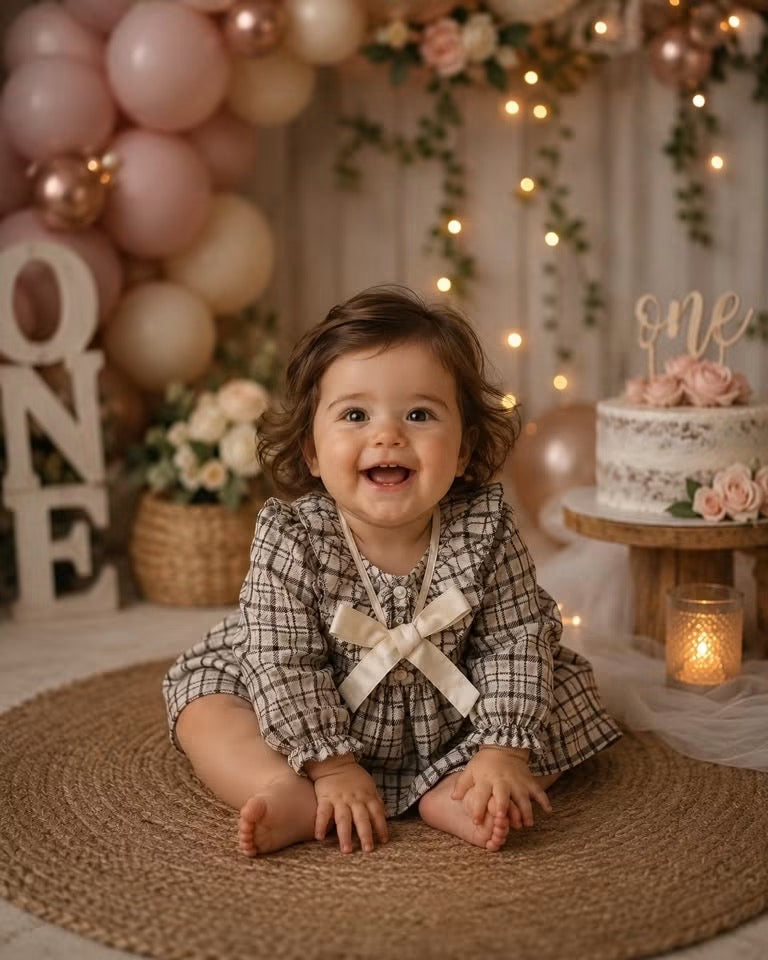 Vestido de Bebé Hecho a Mano Marie-Claire Classics Con Lazo de Algodón