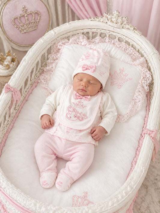 Babyprinses Exclusieve 4-delige Pasgeboren Set Helemaal Katoen