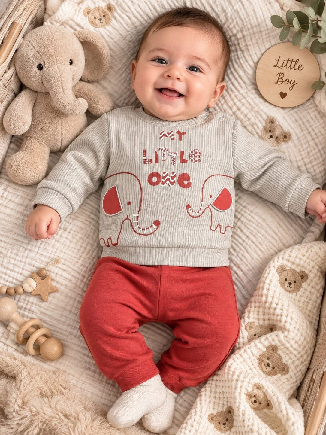 Olachika Little Elephant Set - 2-Delige Baby Jongens set