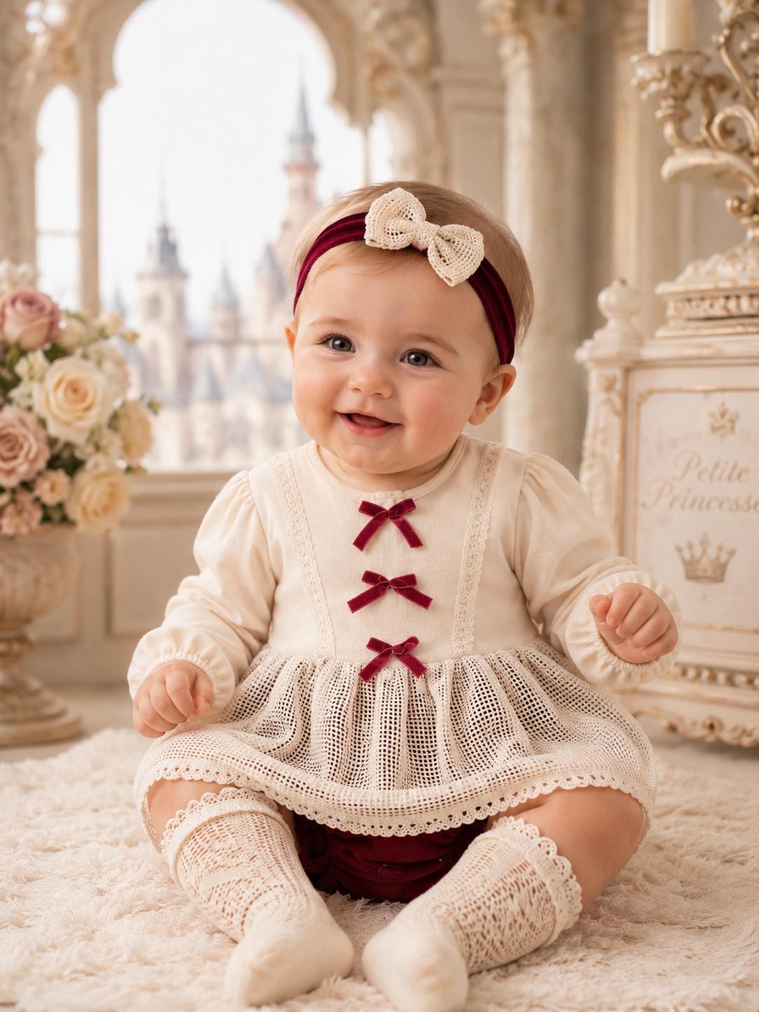 Claire Party Bloomer With Coordinating Headband 100 Percent Cotton