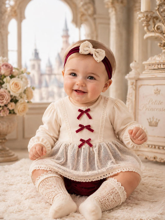 Claire Party Bloomer With Coordinating Headband 100 Percent Cotton