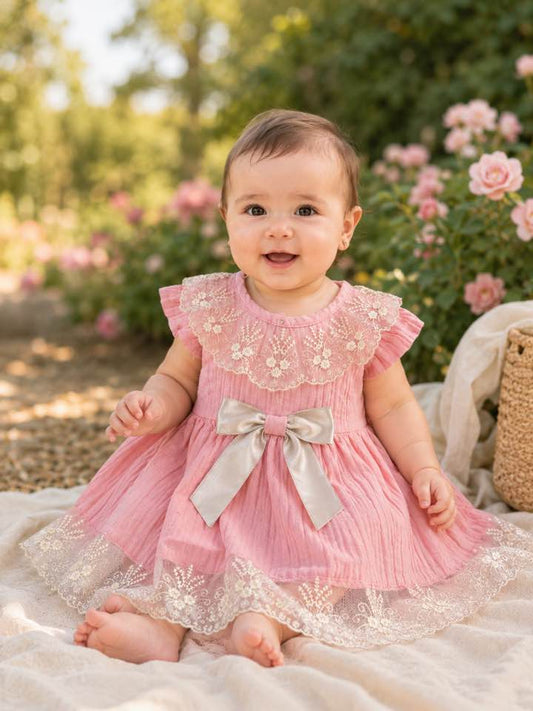Vestido de primavera de algodón rosa natural ultrasuave