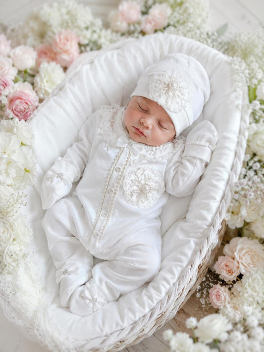 Exclusieve Baby Parel Luxe Meisjes Set 100 Katoen Slaappak Kantafwerking