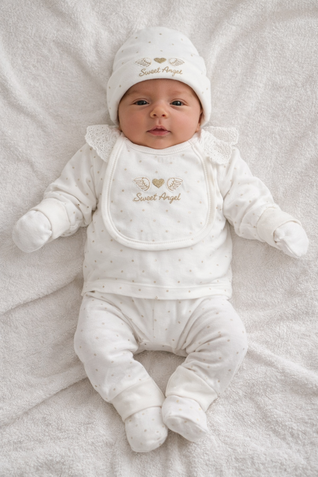 Sweet Angel 5-Piece Newborn Set In 100 Percent Soft Cotton With Delicate Embroidery And Breathable Comfort