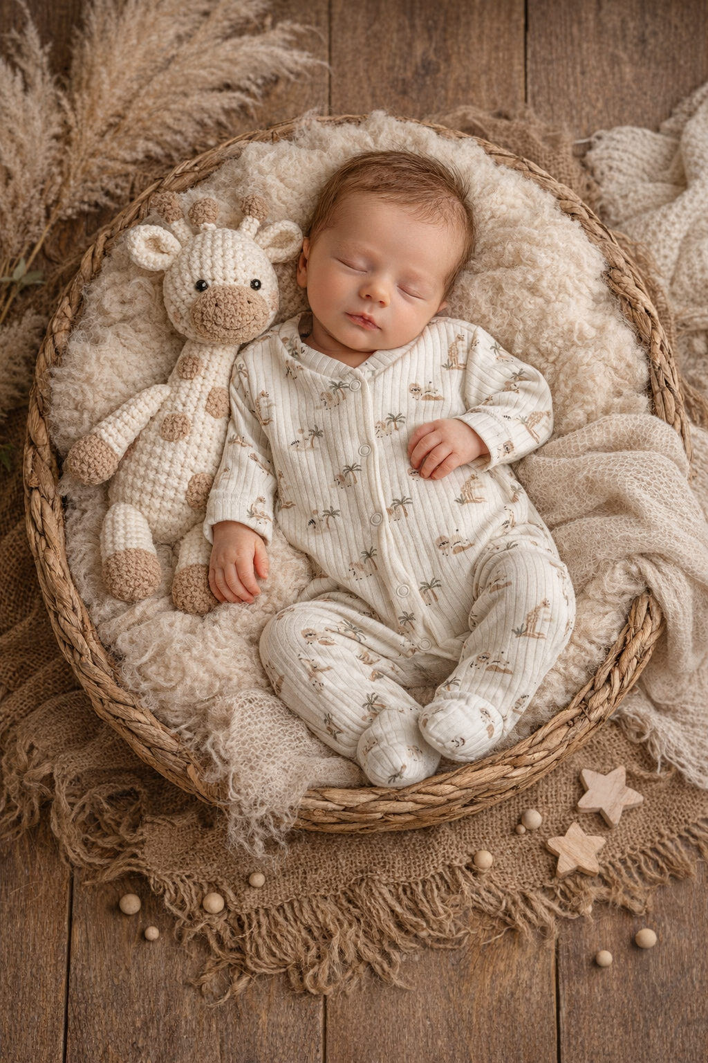 Jungle Newborn Baby Sleepsuit Soft Cotton Playful Jungle Print