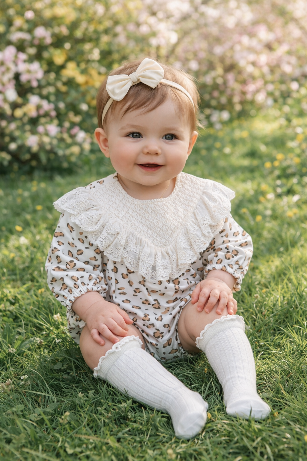 Bloomer Elegant Romper Set With Kneesocks