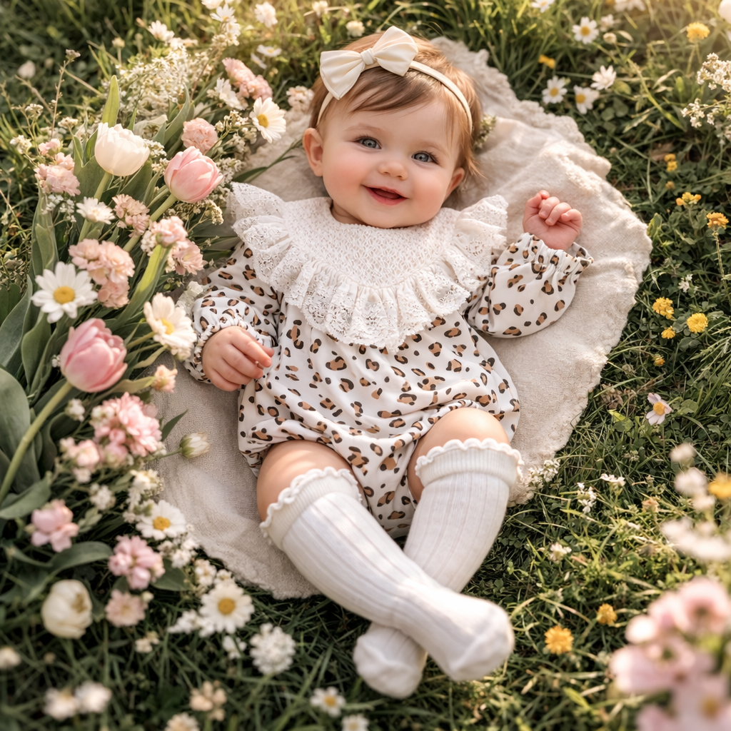 Bloomer Elegant Romper Set With Kneesocks