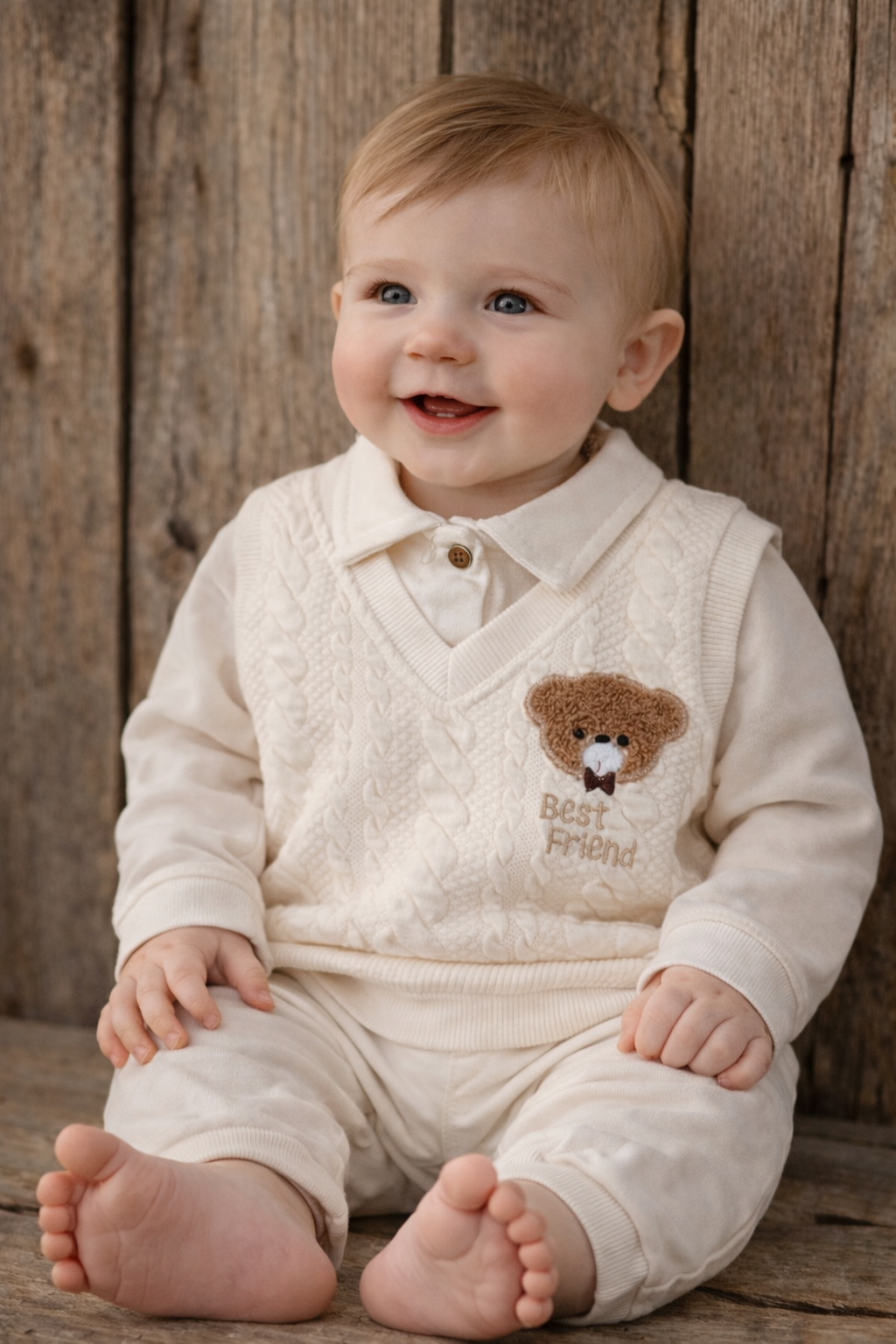 Elegant Brand Best Friend Baby Boy Set 100 Percent Cotton Top With Tailored Pantalon For Everyday Comfort