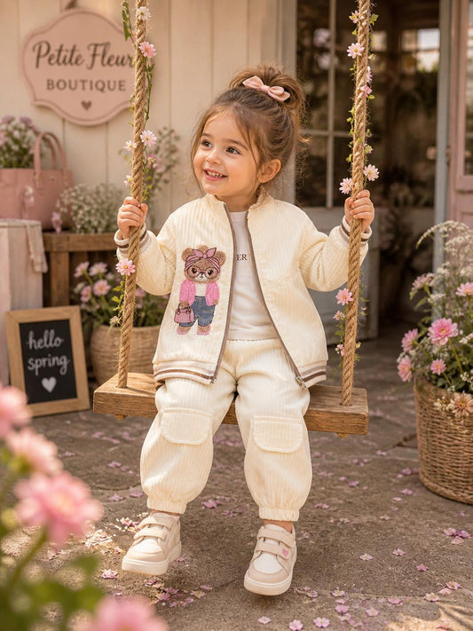 Petit Fleur Boutique Supermodel Jas Set Crème 3-Delig
