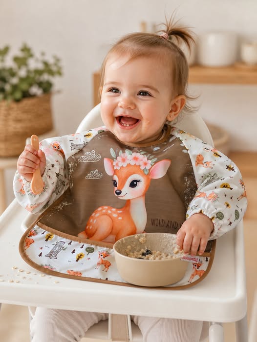 BrightNest Long Sleeve Waterproof Bib With Catch Pocket