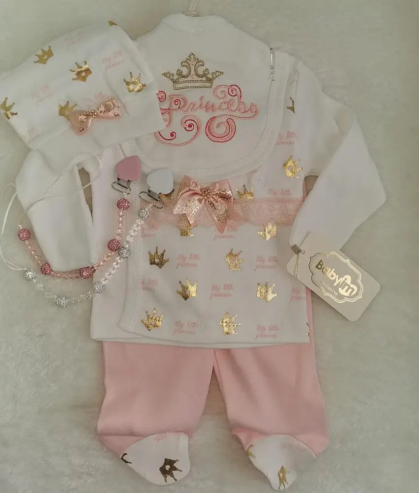 Baby Princess Exclusive Zalm 4 Piece 100 Percent Cotton Newborn Set - Babyset