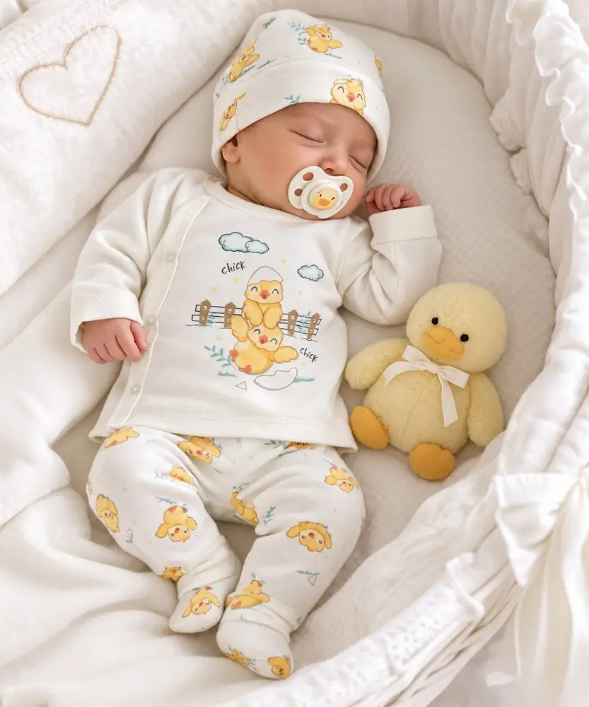 Baby Setje “Little Chick” – 100% Katoen - 50/56 - Newborn