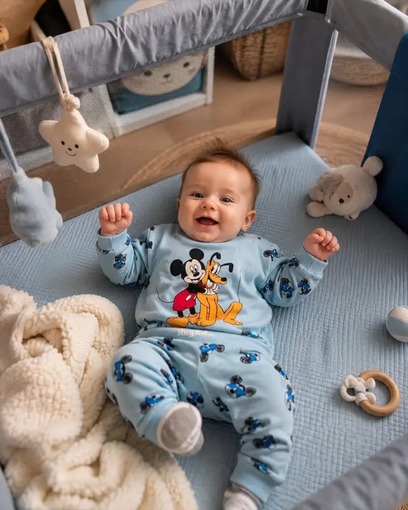 Babyset Mickey 100 Percent Cotton Two Piece Baby Outfit With Soft Seams And Breathable Comfort - 56/62 - Babyset