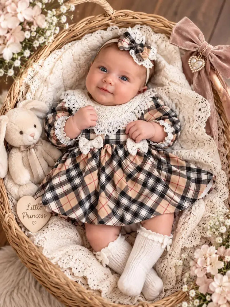 Cotton Couture Kids Mini Trendy Dress With Lace Collar - 56/62