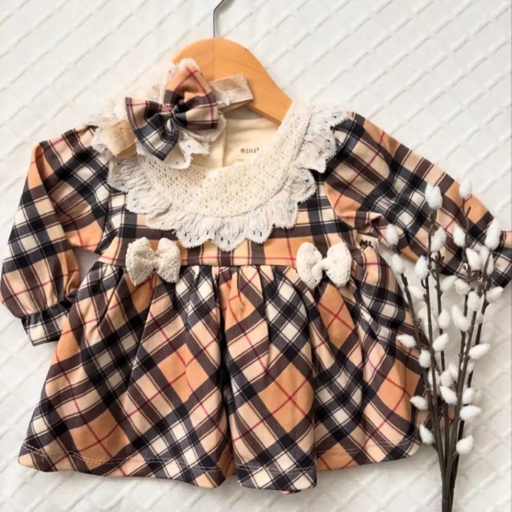Cotton Couture Kids Mini Trendy Dress With Lace Collar