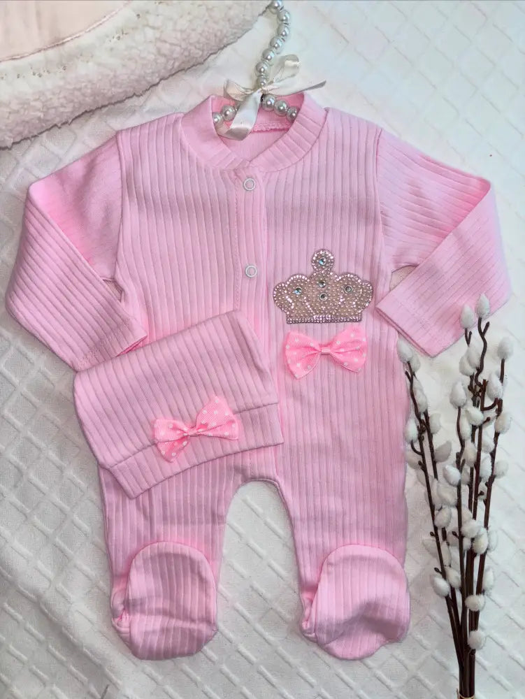 Exclusive Diamond Crown Princess Playsuit Set With Hat - 50/56 - Baby Boxpakje