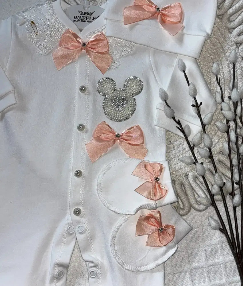 Exclusive Minnie Love Baby Playsuit Set One Hundred Percent Cotton Diamond Minnie Sparkle - Baby Boxpakje
