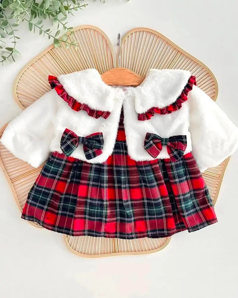 Hollywood Dream Coat With Red Green Print Dress - Babydress