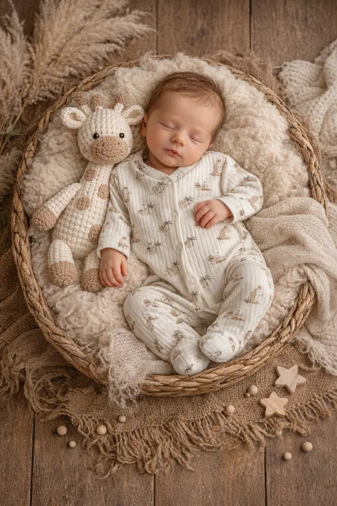 Jungle Newborn Baby Sleepsuit Soft Cotton Playful Jungle Print - 50/56 - Baby Boxpakje