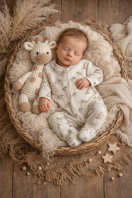 Jungle Newborn Baby Sleepsuit Soft Cotton Playful Jungle Print - 50/56 - Baby Boxpakje