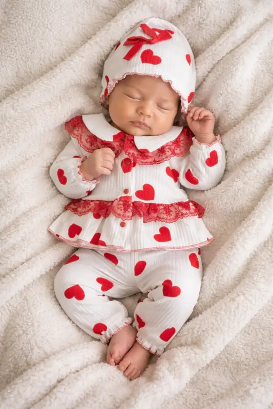 Little Love Heart Newborn Boutique Gift Set 5 Piece Outfit - 50/56 - Babyset