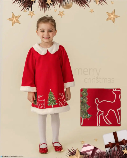Magic Snowflake Dress for Girls Christmas Party Snow White Finish Elegant Holiday Dress - 92