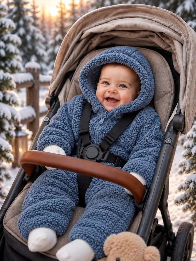 Olachika Boutique Fluffy Wintersuit - 0-6 Mnd / Blauw - Baby Overall