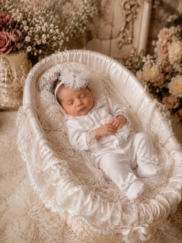 Pure Elegance Lace Romper & Headband Set - 50/56 - Baby Boxpakje