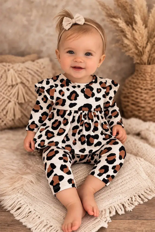 Soft Safari Leopard Print Kids Tunic And Leggings Set 3T - 62/68 - Babyset