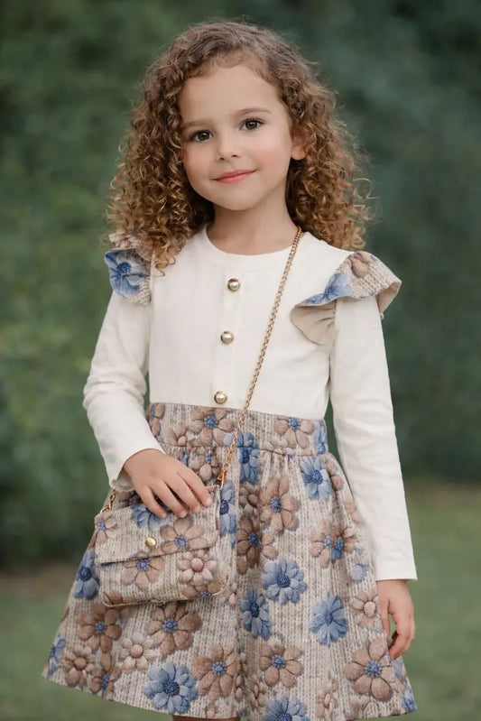 Spanish Beauty Dress and Bag for Kids With Pearl Buttons - 98/104 - Girls Dress